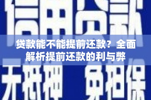 葫芦岛贷款能不能提前还款？全面解析提前还款的利与弊