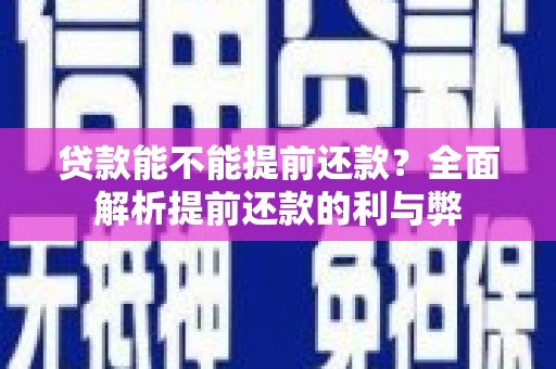 葫芦岛贷款能不能提前还款？全面解析提前还款的利与弊