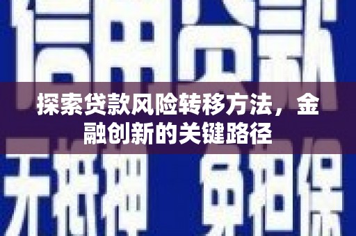 葫芦岛探索贷款风险转移方法，金融创新的关键路径