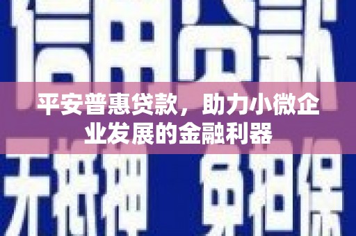 葫芦岛平安普惠贷款，助力小微企业发展的金融利器