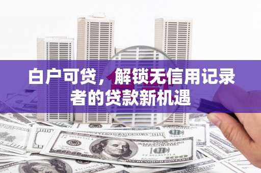 葫芦岛白户可贷，解锁无信用记录者的贷款新机遇