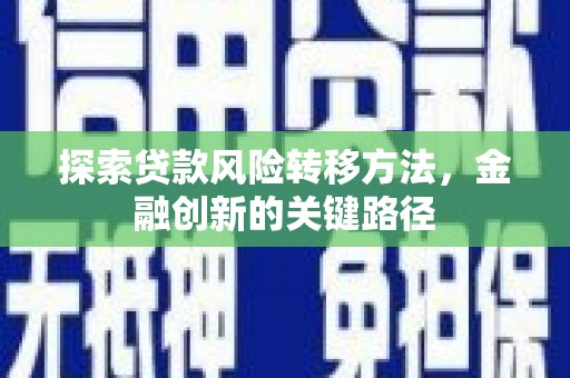 葫芦岛探索贷款风险转移方法，金融创新的关键路径