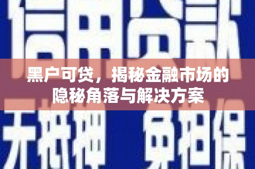 葫芦岛黑户可贷，揭秘金融市场的隐秘角落与解决方案