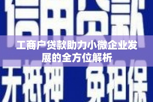 葫芦岛工商户贷款助力小微企业发展的全方位解析