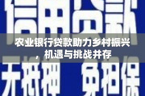 葫芦岛农业银行贷款助力乡村振兴，机遇与挑战并存