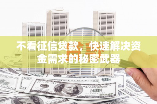 葫芦岛不看征信贷款，快速解决资金需求的秘密武器