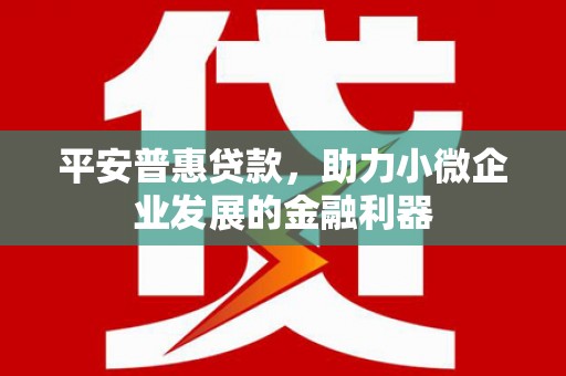 葫芦岛平安普惠贷款，助力小微企业发展的金融利器