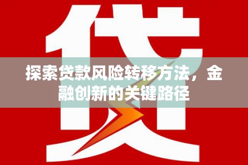 葫芦岛探索贷款风险转移方法，金融创新的关键路径
